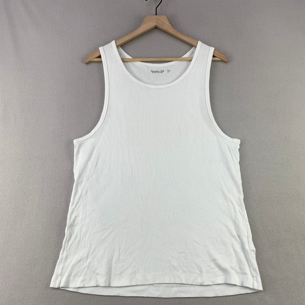 Abercrombie & Fitch Soft A&F Tank Top Mens XL White Ribbed Cotton Base